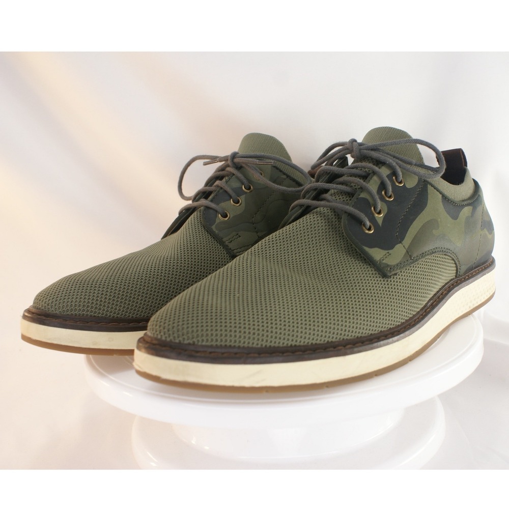 Vince Camuto Eero Mens Green Camo Mesh Leather Derby Sneakers VY-EERO Size 10M